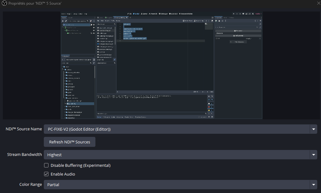 The Editor's full UI being received in OBS